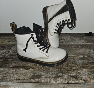 Dr. Martens Kids White and Black Boots